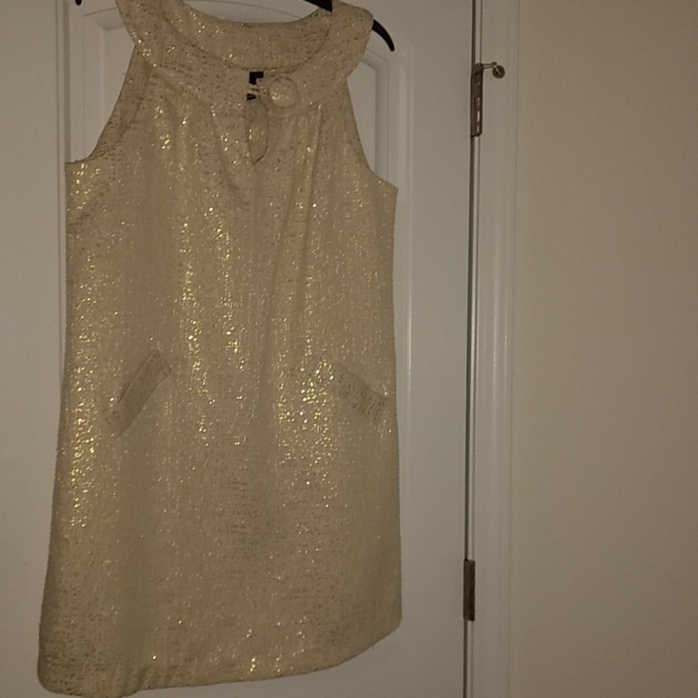 Windsor Cream and Gold Cocktail Dress w/pockets